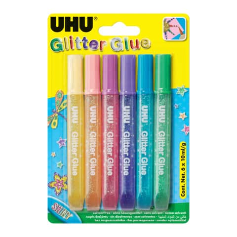 Colla glitter Uhu Shiny 10 ml  Conf. 6 pezzi - 39086